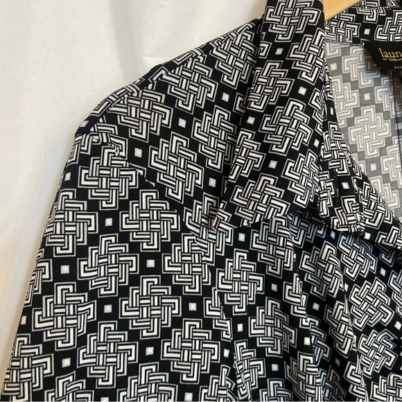 LAUNDRY By Shelli Segal Women’s Black White Button Down Midi‎ Dress Size 14 - Picture 4 of 13